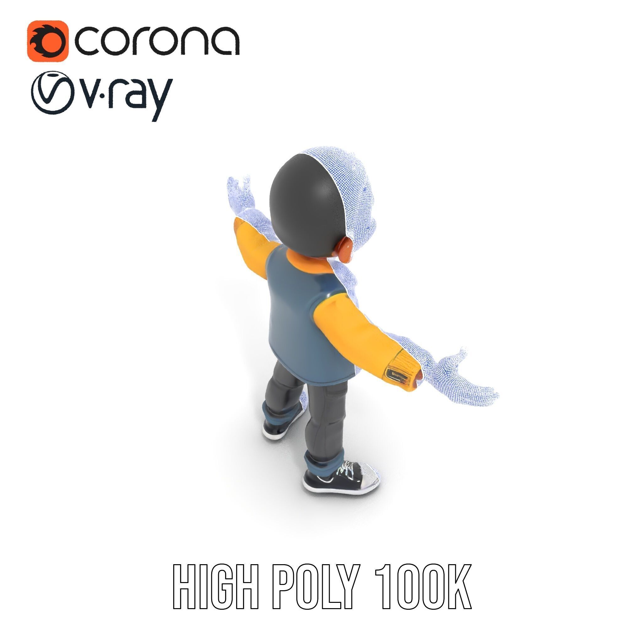 Energetic Boy in Casual Wear Rigged and Animated D Character ... Low-poly 3D model_36