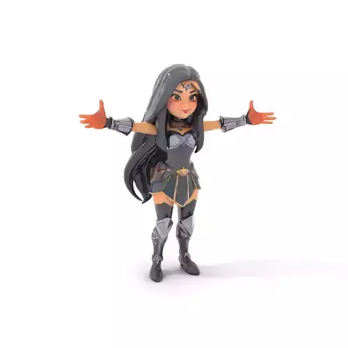 Warrior Princess D Character Model  Rigged and Animated Low-poly 3D model