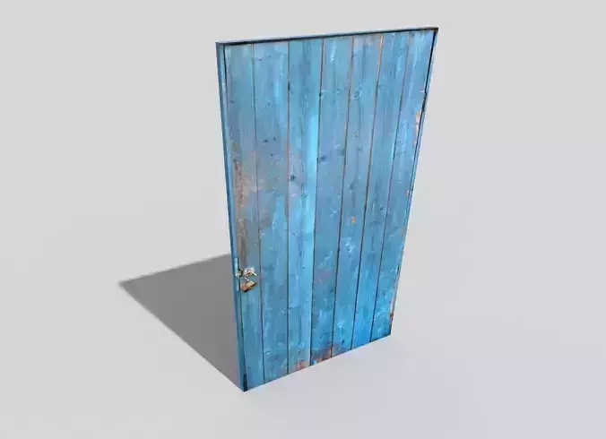 low poly door wooden
