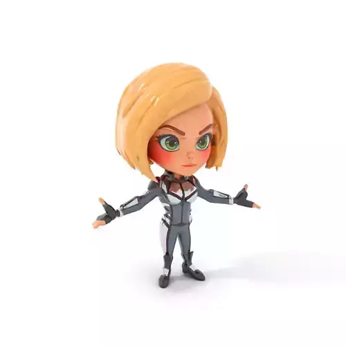 Animated Rigged Futuristic Heroine Character Model with Costume