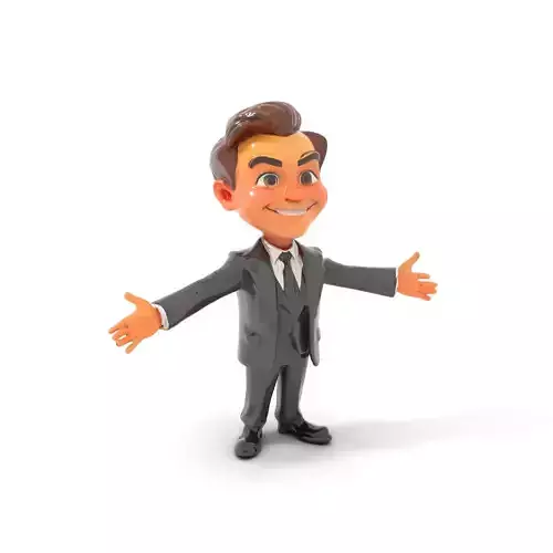 Charming Businessman Character Rigged and Animated in Suit Low-poly 3D model