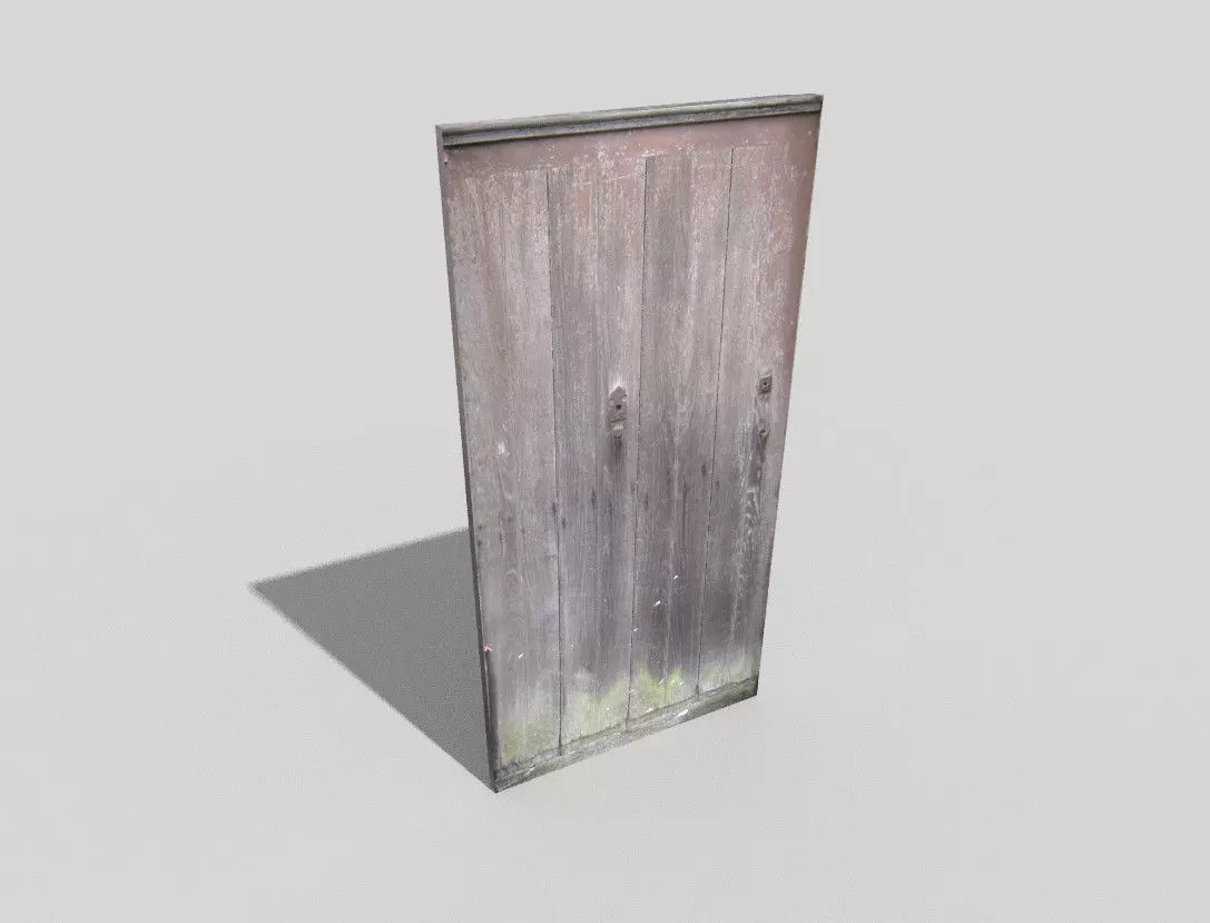 low poly door wooden Low-poly 3D model_0