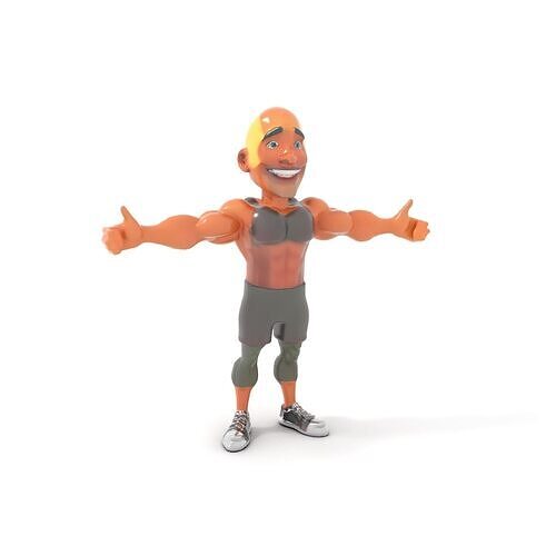 Smiling Athletic Man Rigged and Animated D Model Low-poly 3D model