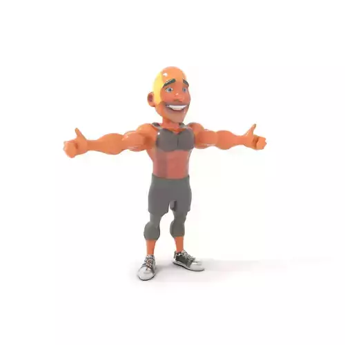 Smiling Athletic Man Rigged and Animated D Model