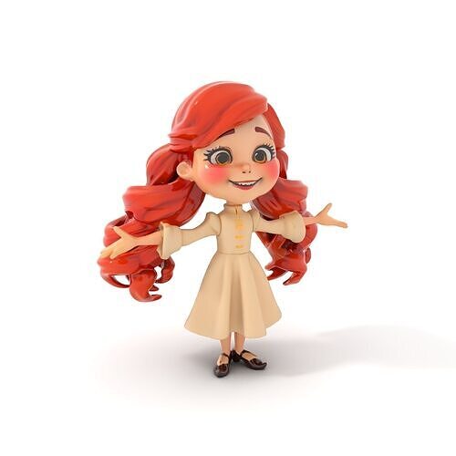 Animated RedHaired Girl Character  Fully Rigged and Animated Low-poly 3D model