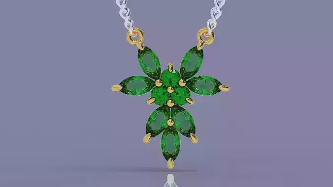 Prong set marquise and round shape diamond pendant