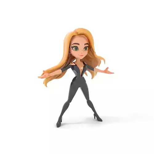 Stylized Blonde Female Character Rigged and Animated Low-poly 3D model