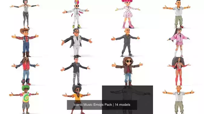Iconic Music Emojis Pack 3D Model Collection