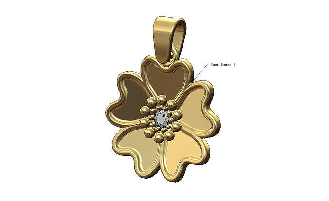 Curved japanese cherry blossom diamond bud flower pendant charm  3D print model