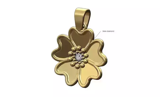 Curved japanese cherry blossom diamond bud flower pendant charm 