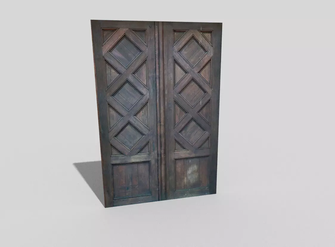low poly door wooden Low-poly 3D model_0