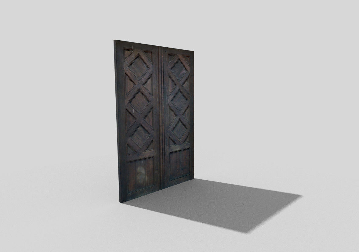 low poly door wooden Low-poly 3D model_1