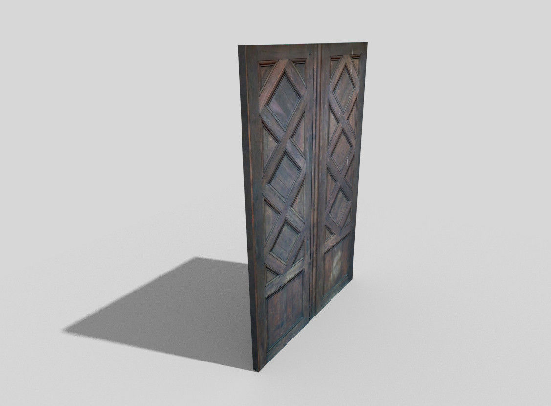 low poly door wooden Low-poly 3D model_2