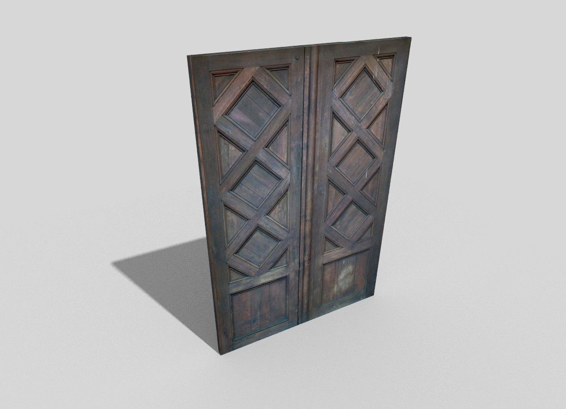 low poly door wooden Low-poly 3D model_4