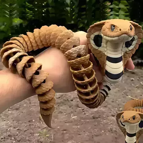 Articulated Cobra Snake Figurine and 8mm Glass Eyes