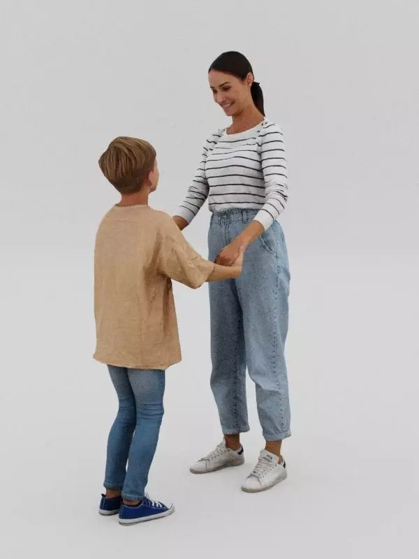 Mum with son 3D model