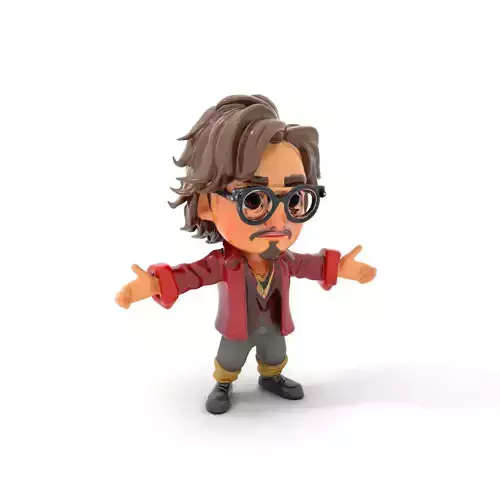 Stylish Adventurer Character Rigged and Animated Low-poly 3D model