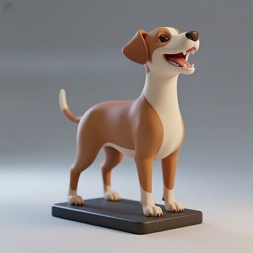 1090  Colorful Laughing   Galgo Dog on Base  pug 3D print model