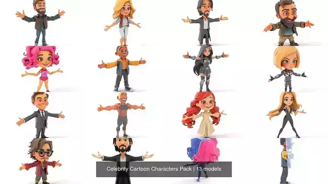 Celebrity Cartoon Characters Pack 3D Model Collection