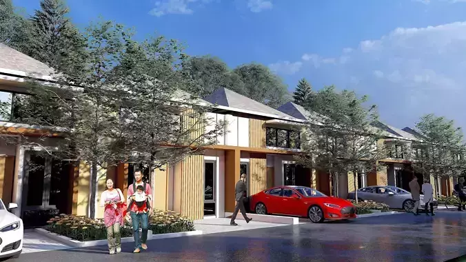 Simple House Design 6x12m One Story SketchUp Model Only 3D model