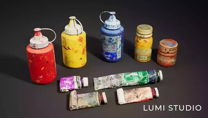 Paint Containers Low-poly 3D model