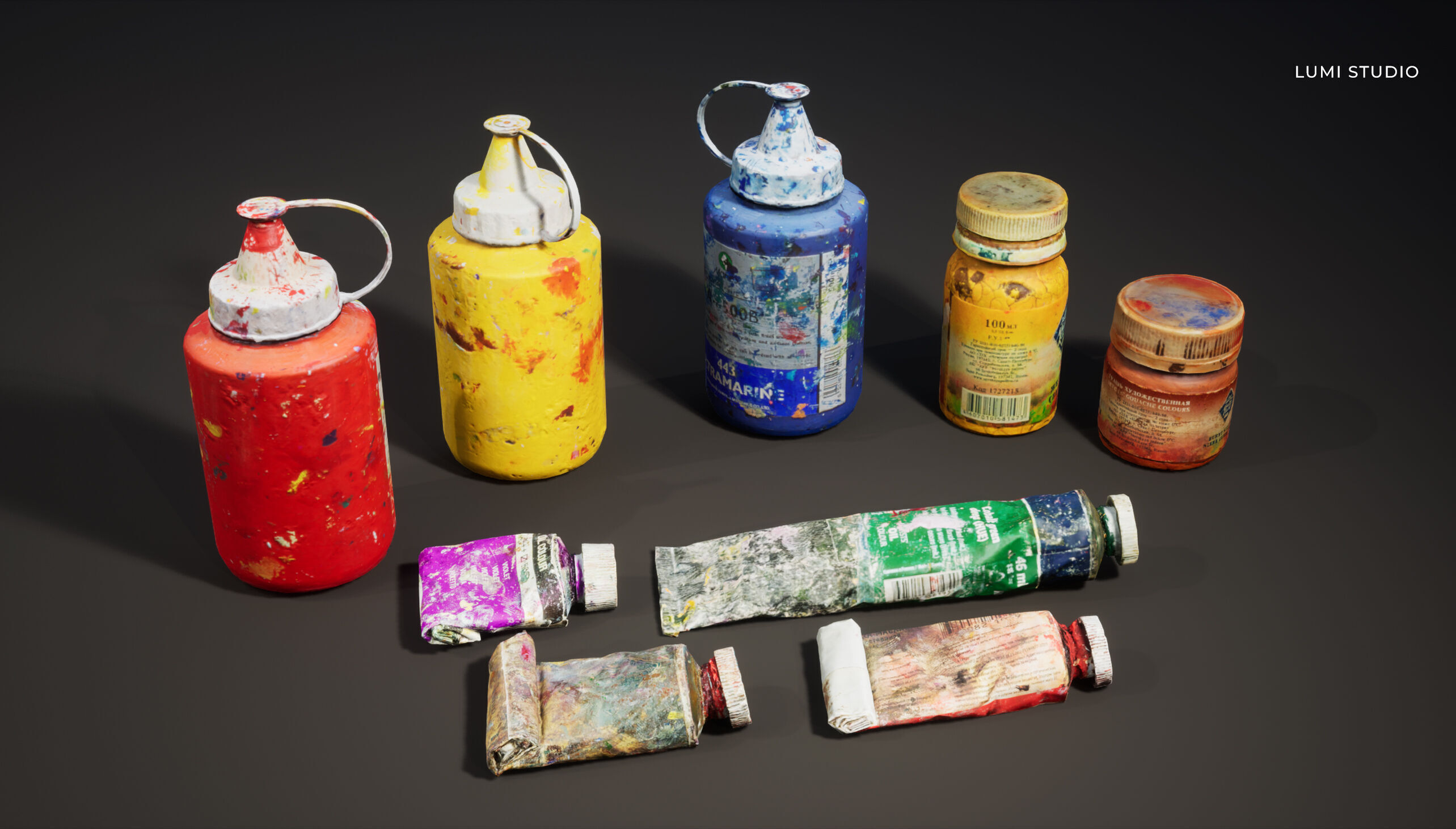 Paint Containers Low-poly 3D model_1