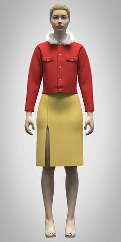  womens denim jacket and skirt rigged  3d model Low-poly 3D model