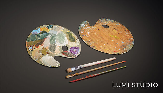 Artist Round Pallete  Free low-poly 3D model