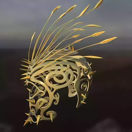 Golden Spiked Royal Fantasy Helmet Low-poly 3D model