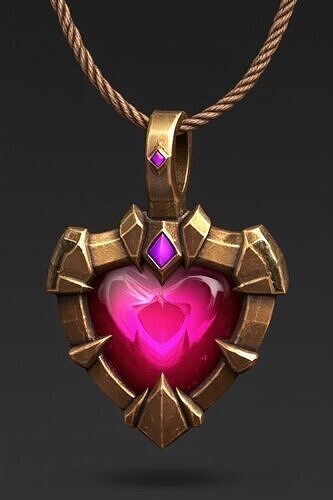 Heart-Shaped Amulet with Red Gem 3D Printable Fantasy Pendant 3D print model
