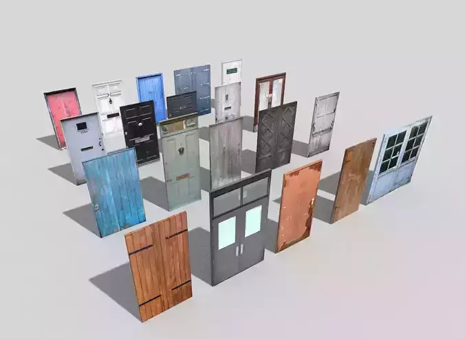 big low poly doors colection