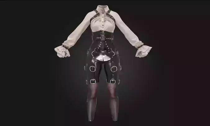 Steampunk Attire Retro-Futuristic Clothing Model for Fantasy