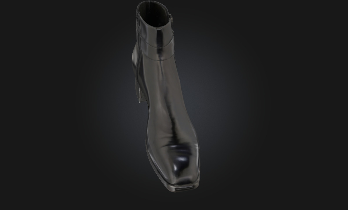 Black Leather Ankle Boots Footwear Model for Fashion 3D model_4