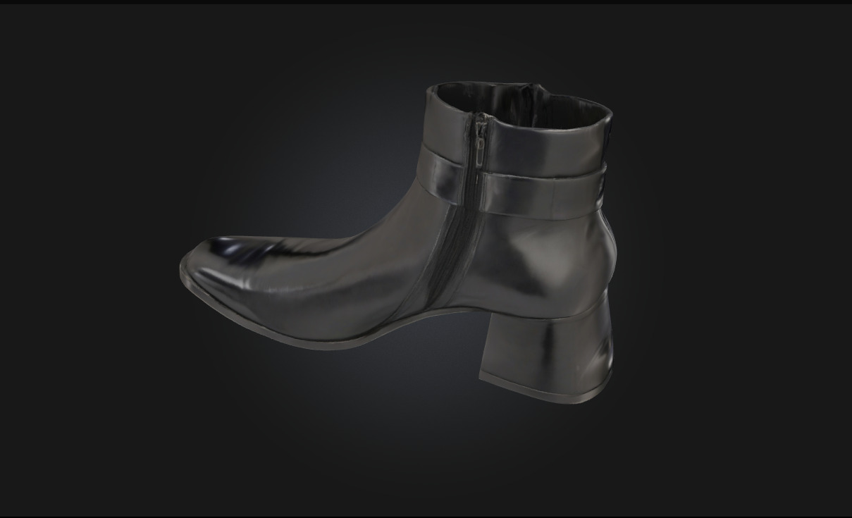 Black Leather Ankle Boots Footwear Model for Fashion 3D model_2