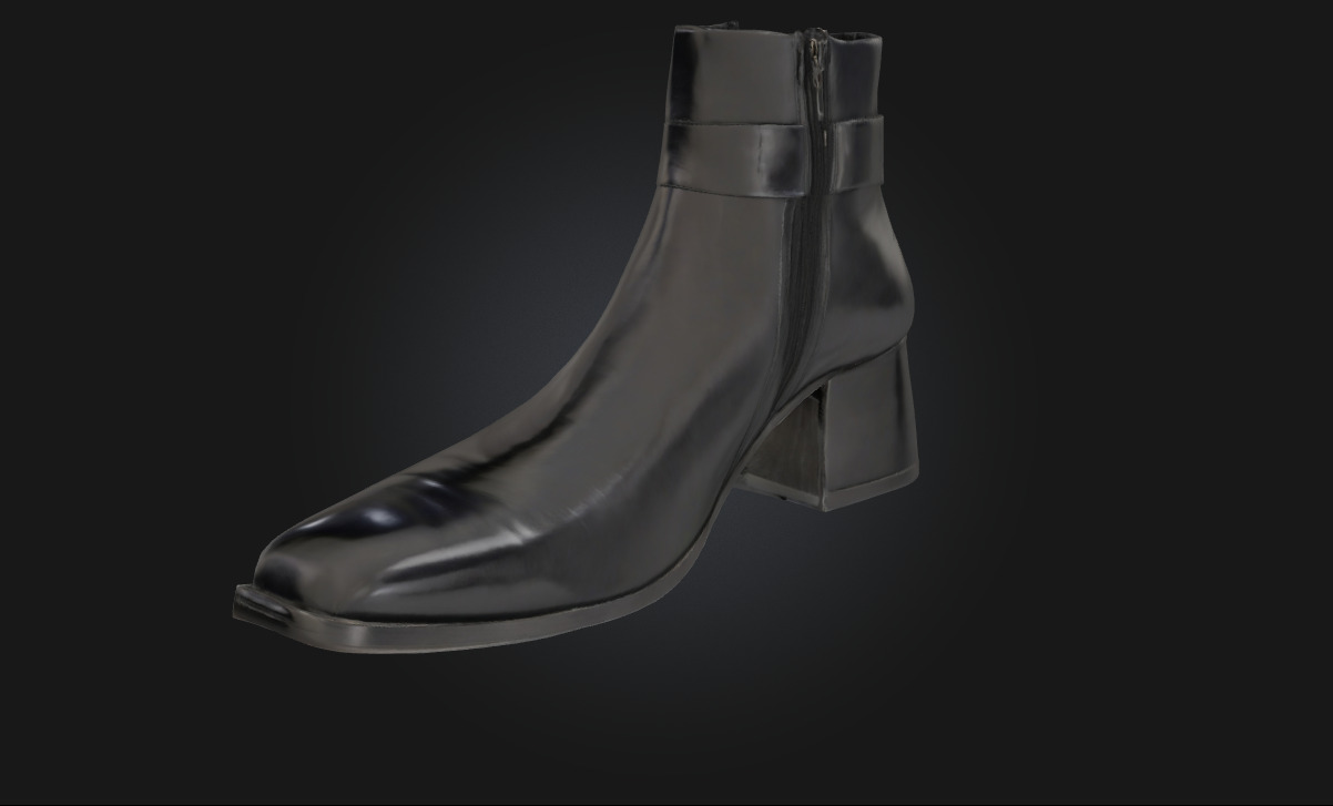 Black Leather Ankle Boots Footwear Model for Fashion 3D model_5