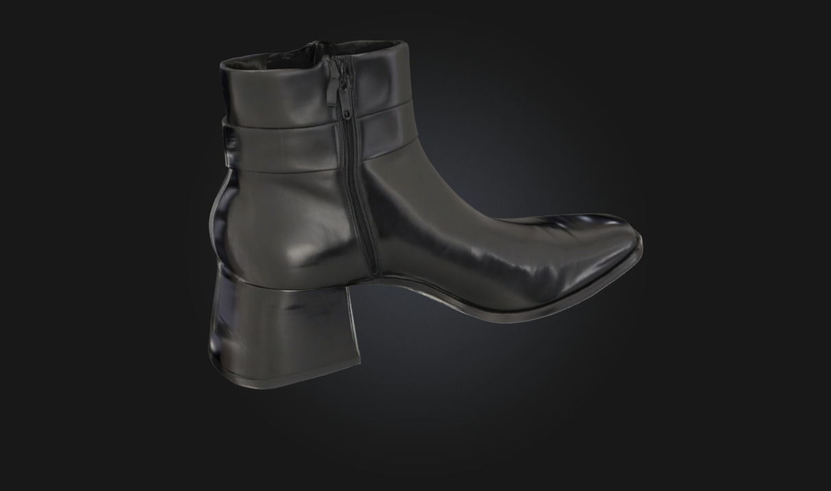 Black Leather Ankle Boots Footwear Model for Fashion 3D model_3