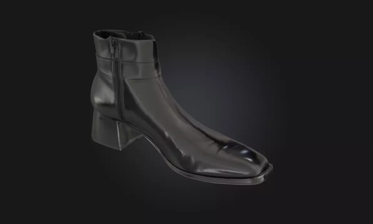 Black Leather Ankle Boots Footwear Model for Fashion 3D model_0
