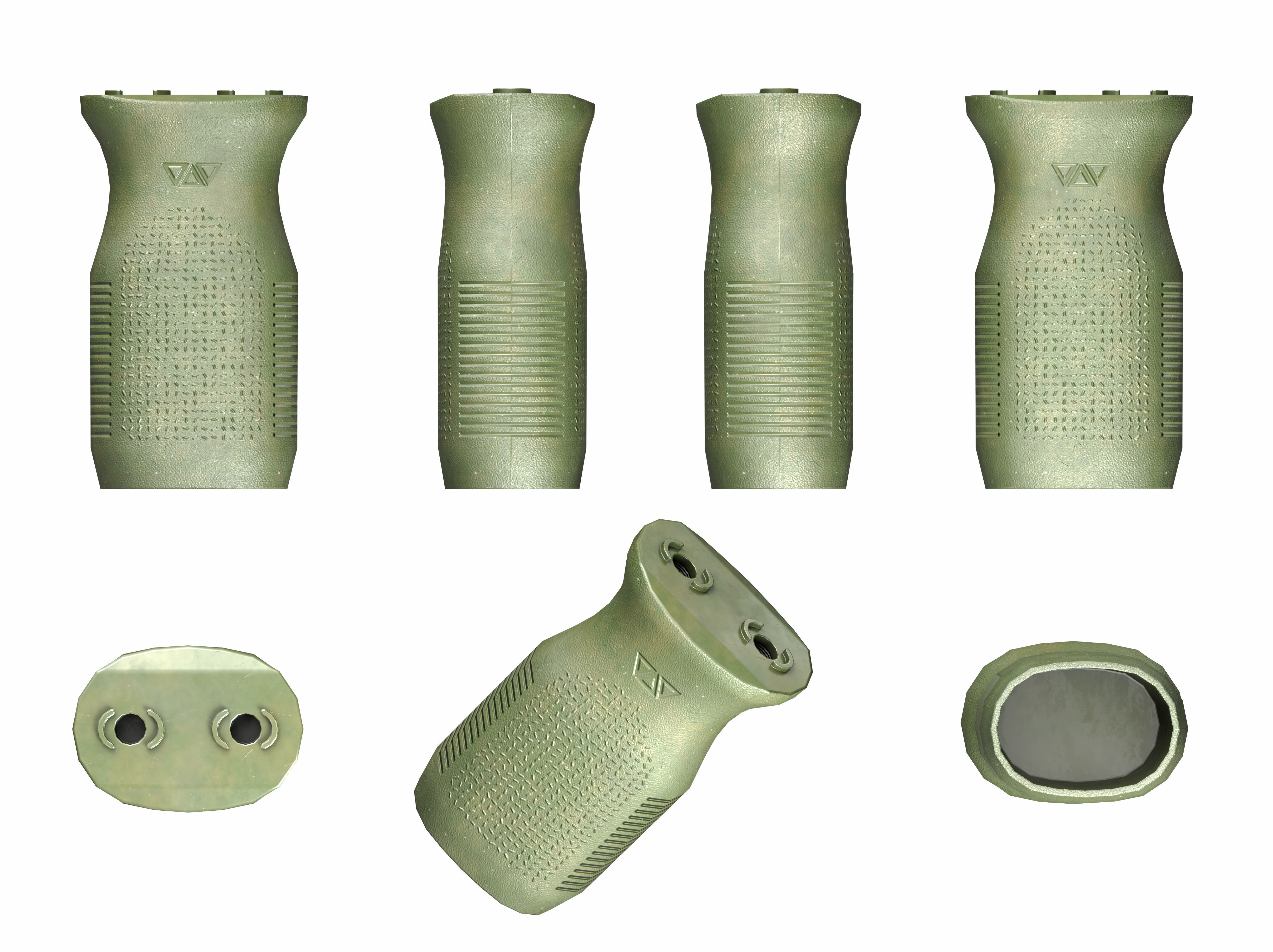 Magpul MVG MLOK Vertical Grip OD Green Low-poly 3D model_4