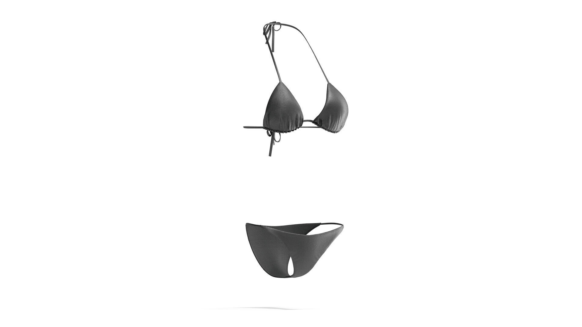 Summer Womens Black Bikini - female tankini beachwear 3D model_2