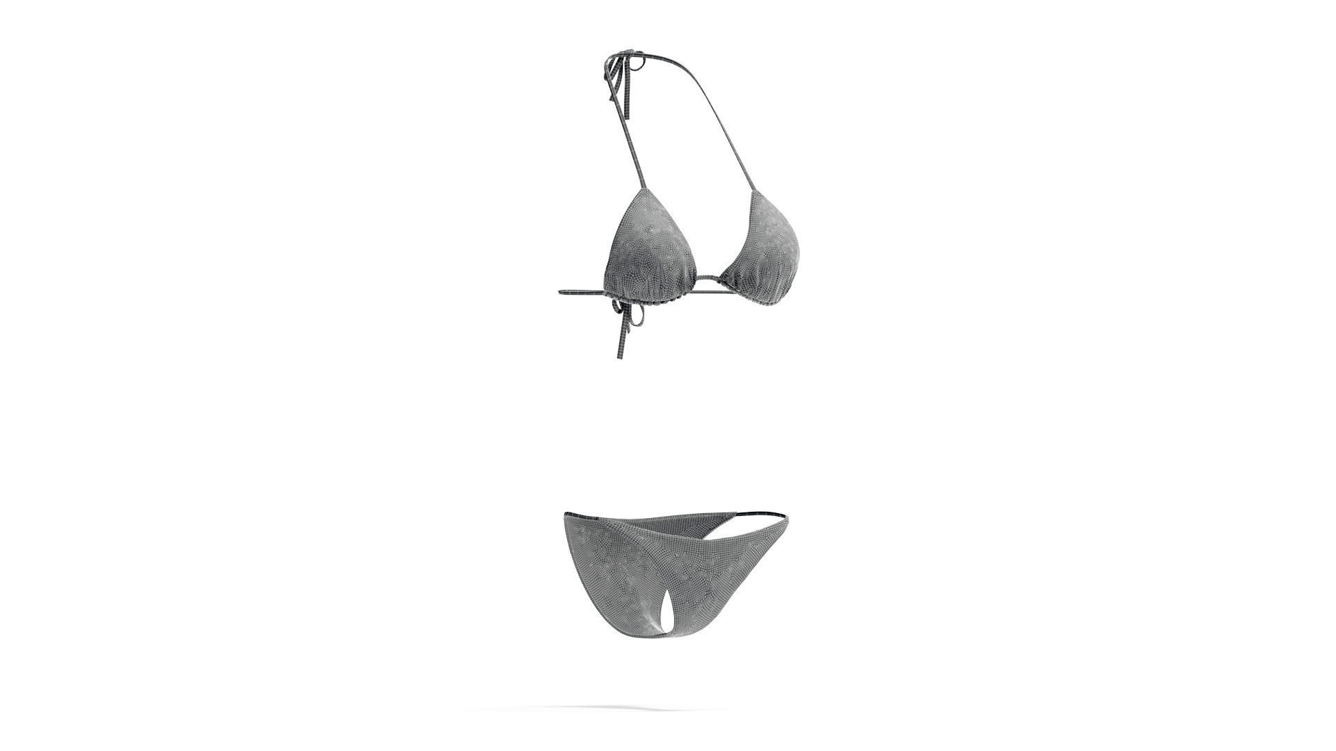 Summer Womens Black Bikini - female tankini beachwear 3D model_7