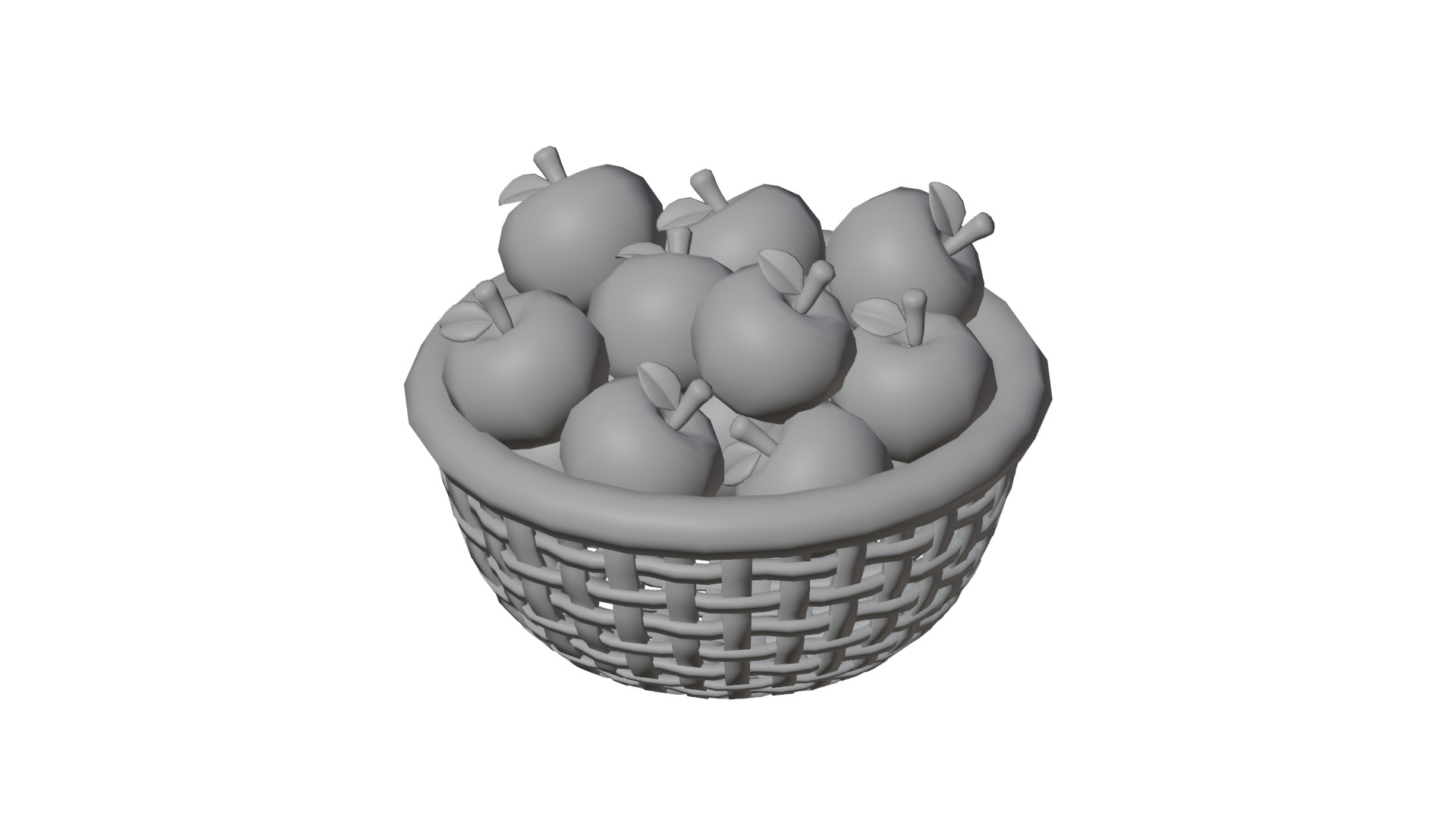 Apples in Basket Low-poly 3D model_3