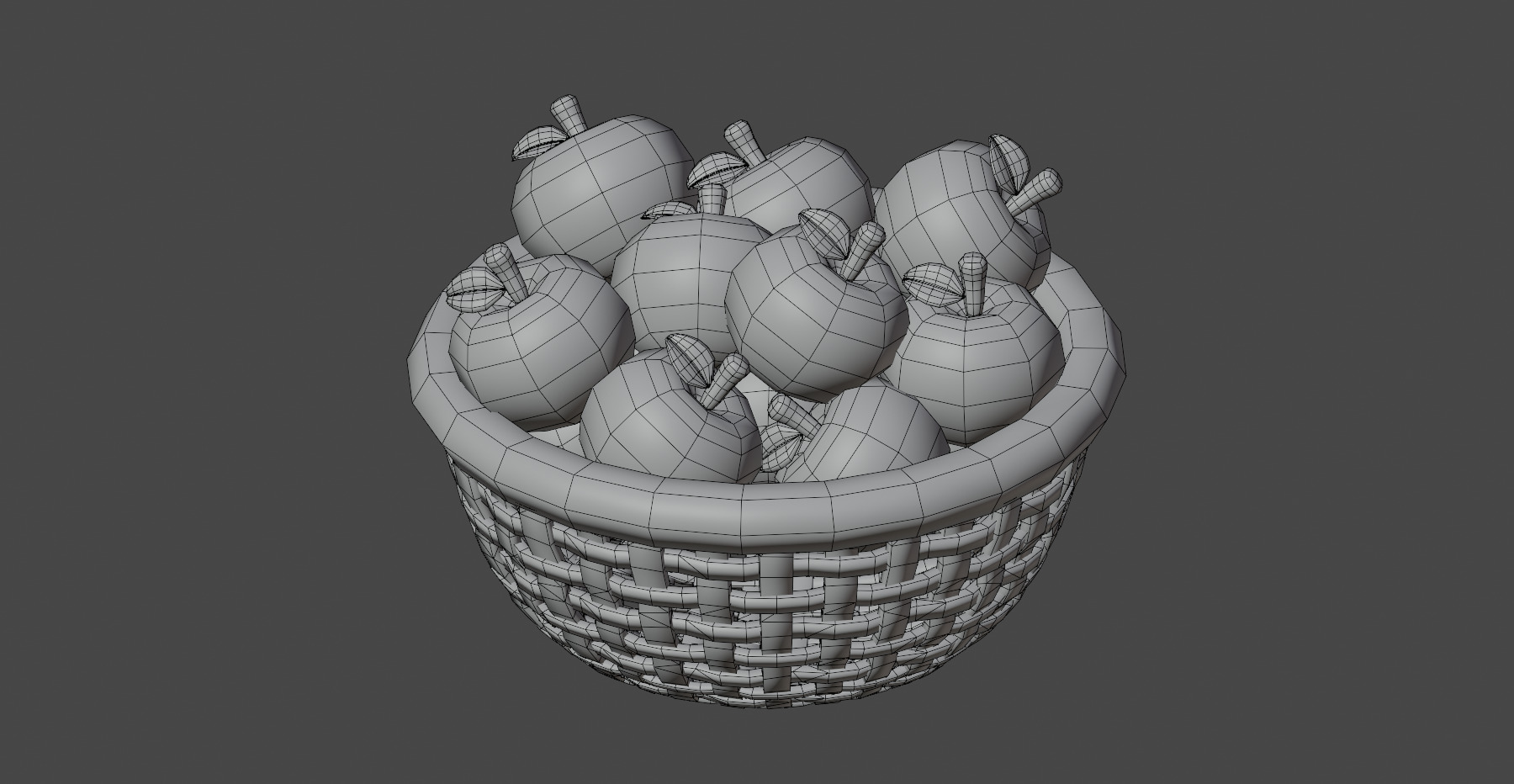 Apples in Basket Low-poly 3D model_4