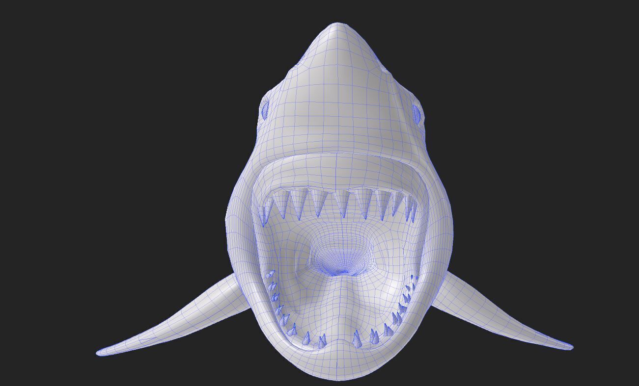 Great White Angry Shark - Ocean Fish 3D model_2