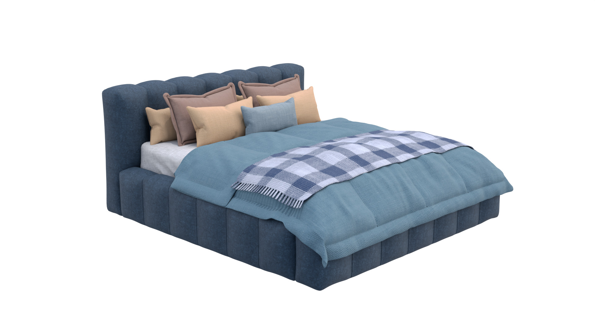 Modern Upholstered Bed 3D model_12