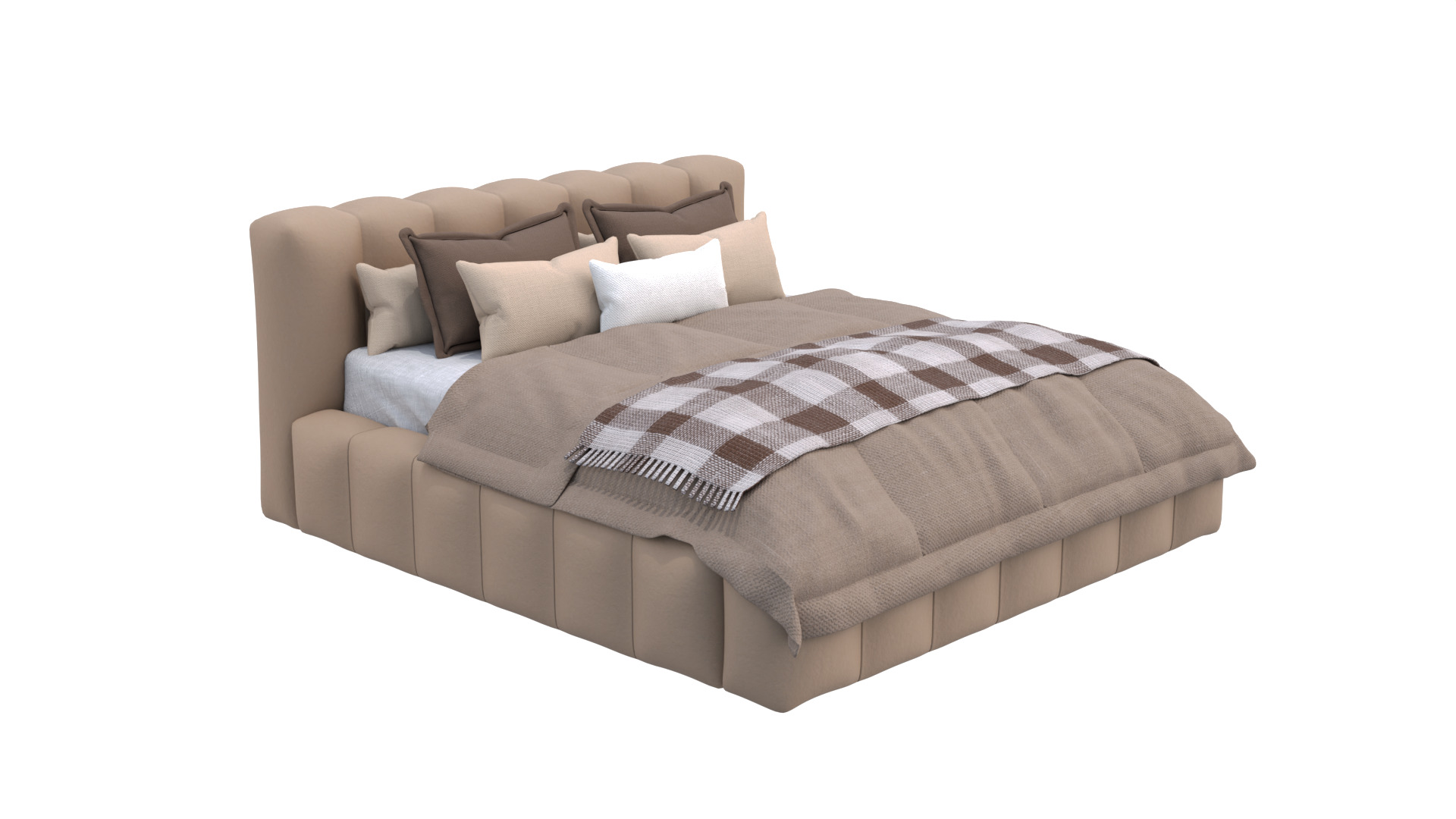 Modern Upholstered Bed 3D model_10