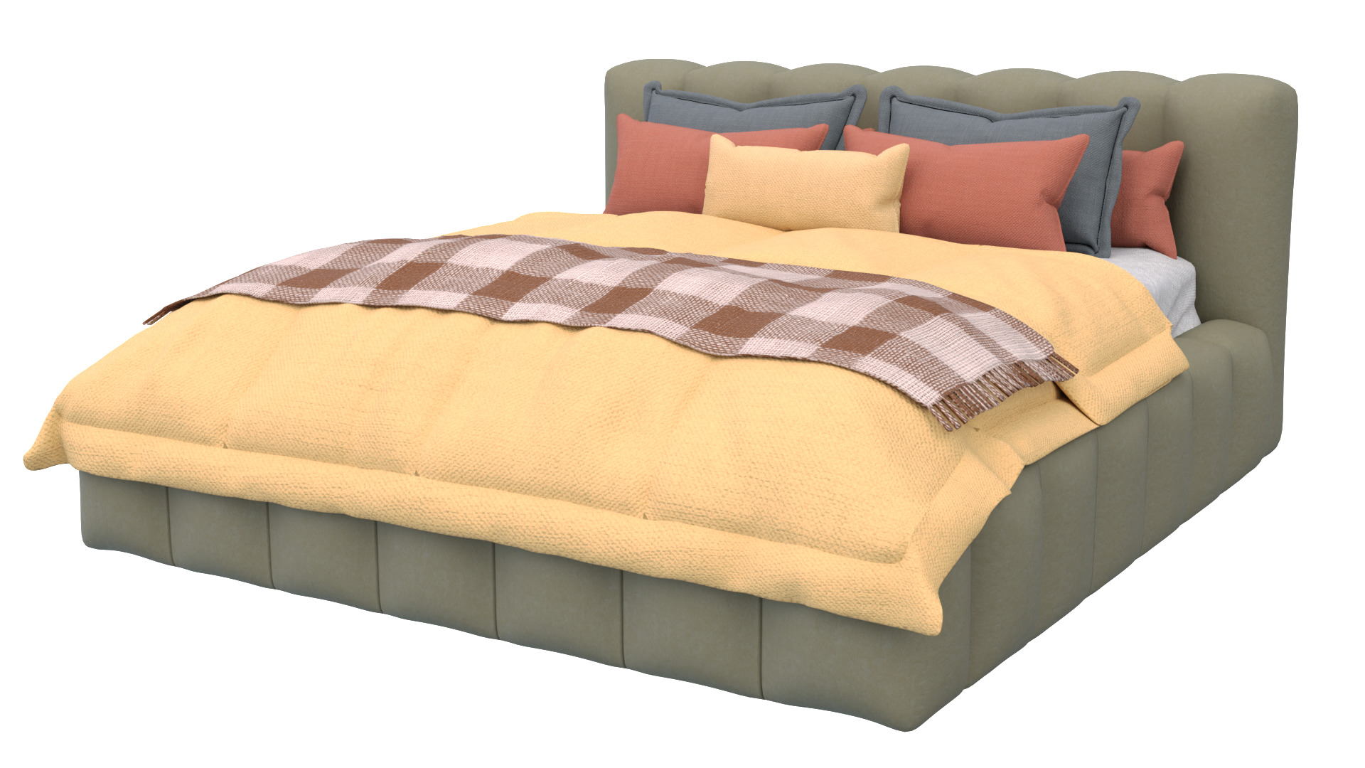 Modern Upholstered Bed 3D model_8