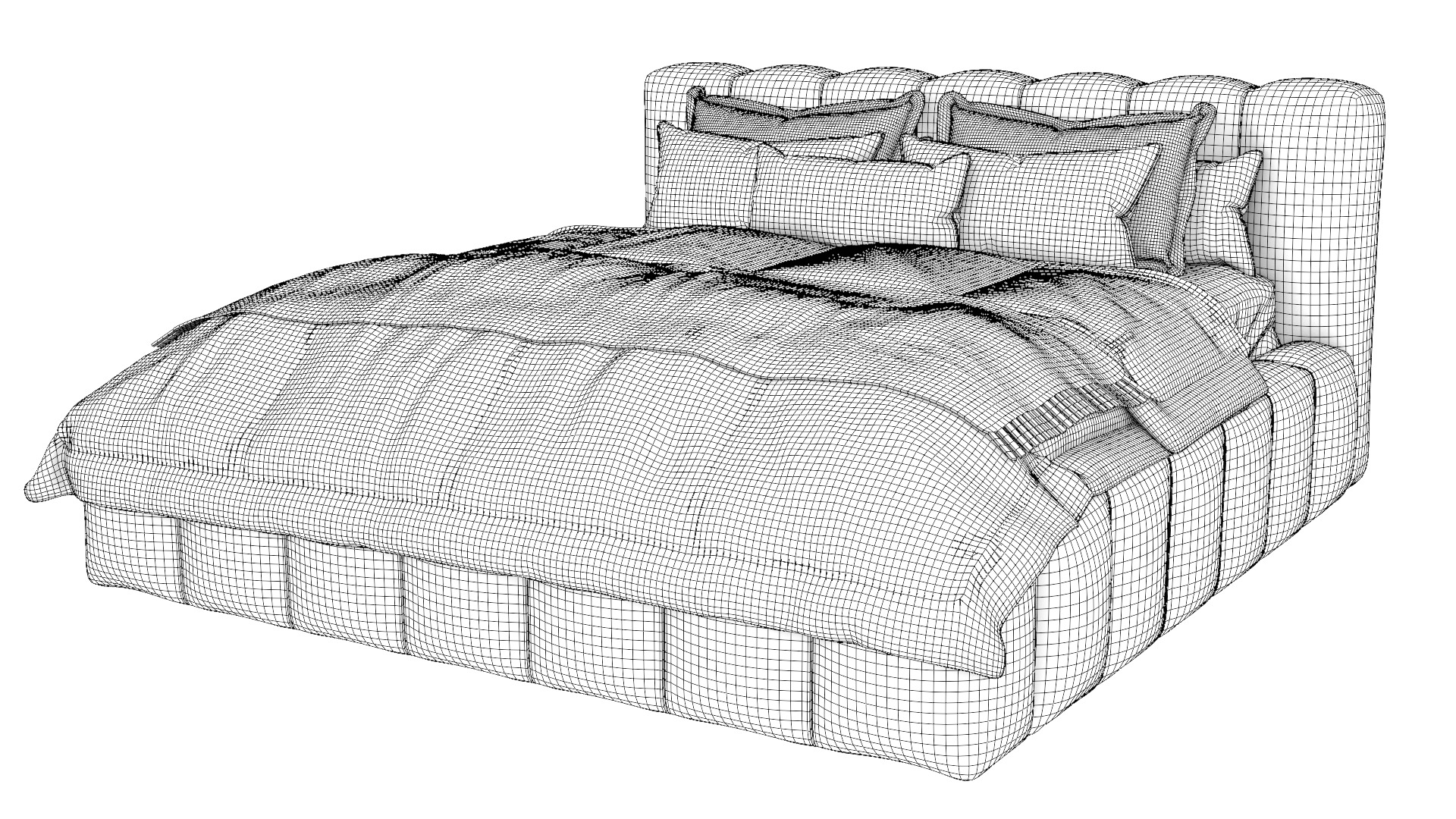 Modern Upholstered Bed 3D model_22