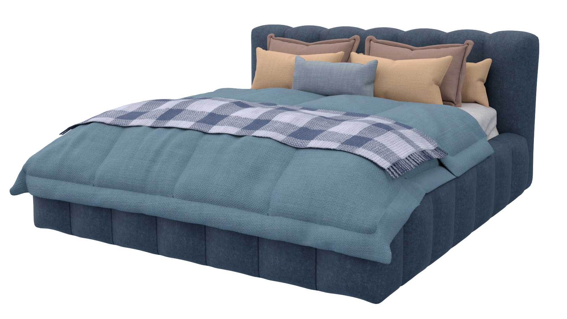 Modern Upholstered Bed 3D model_7