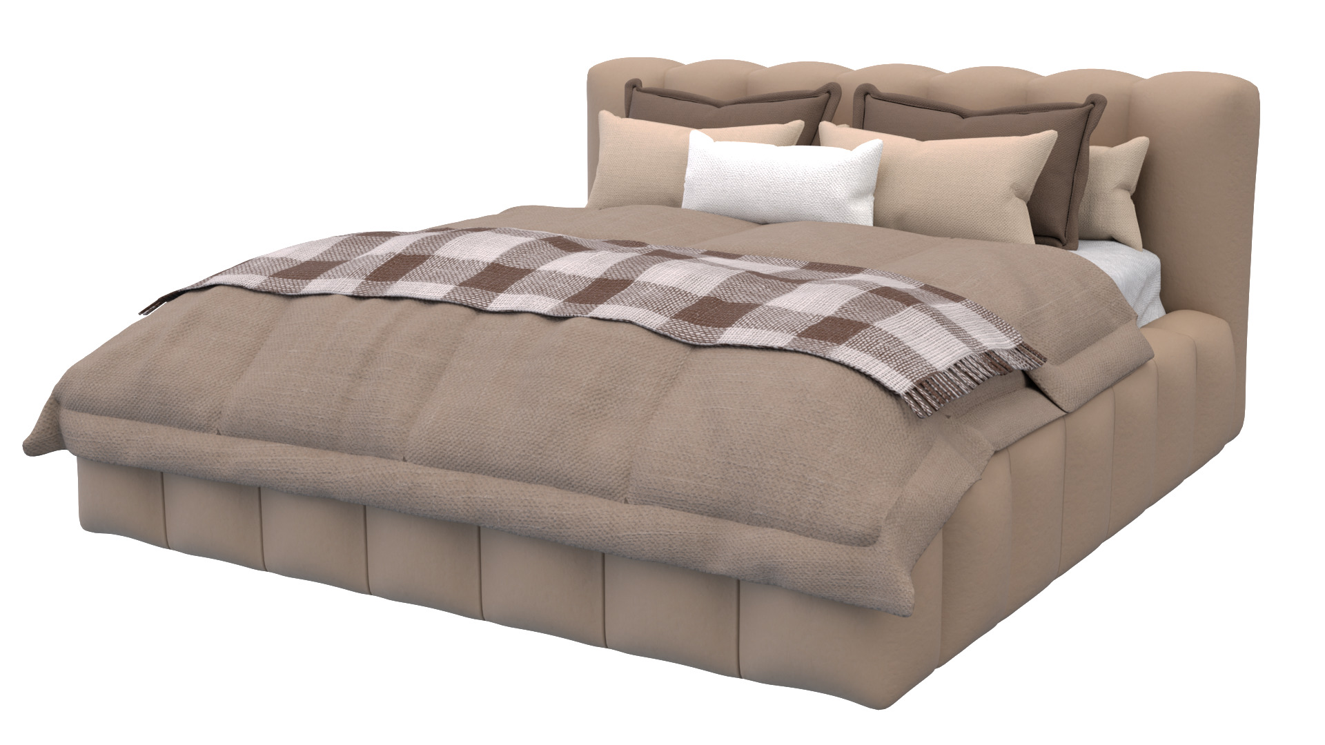 Modern Upholstered Bed 3D model_5