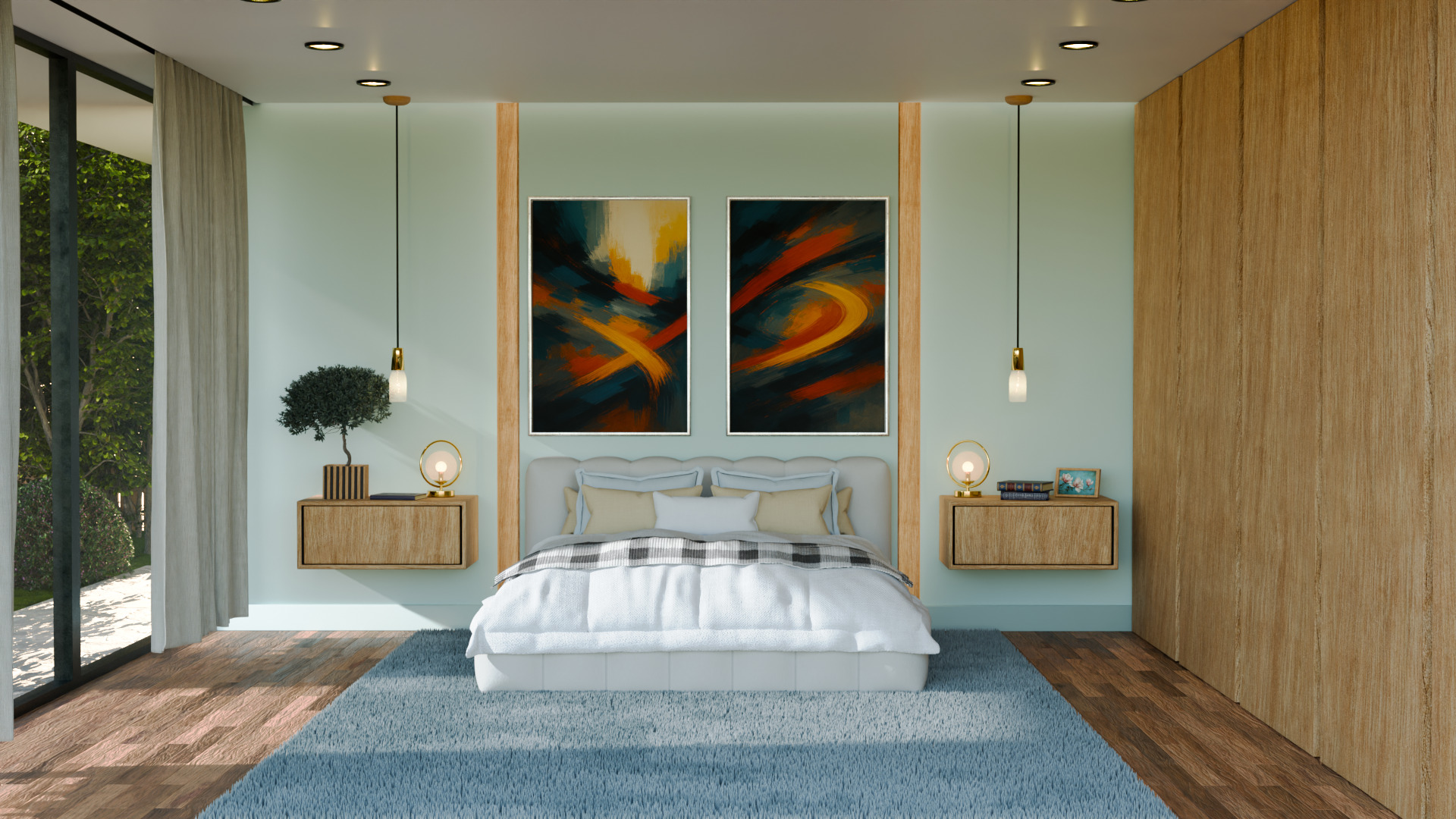 Modern Upholstered Bed 3D model_1